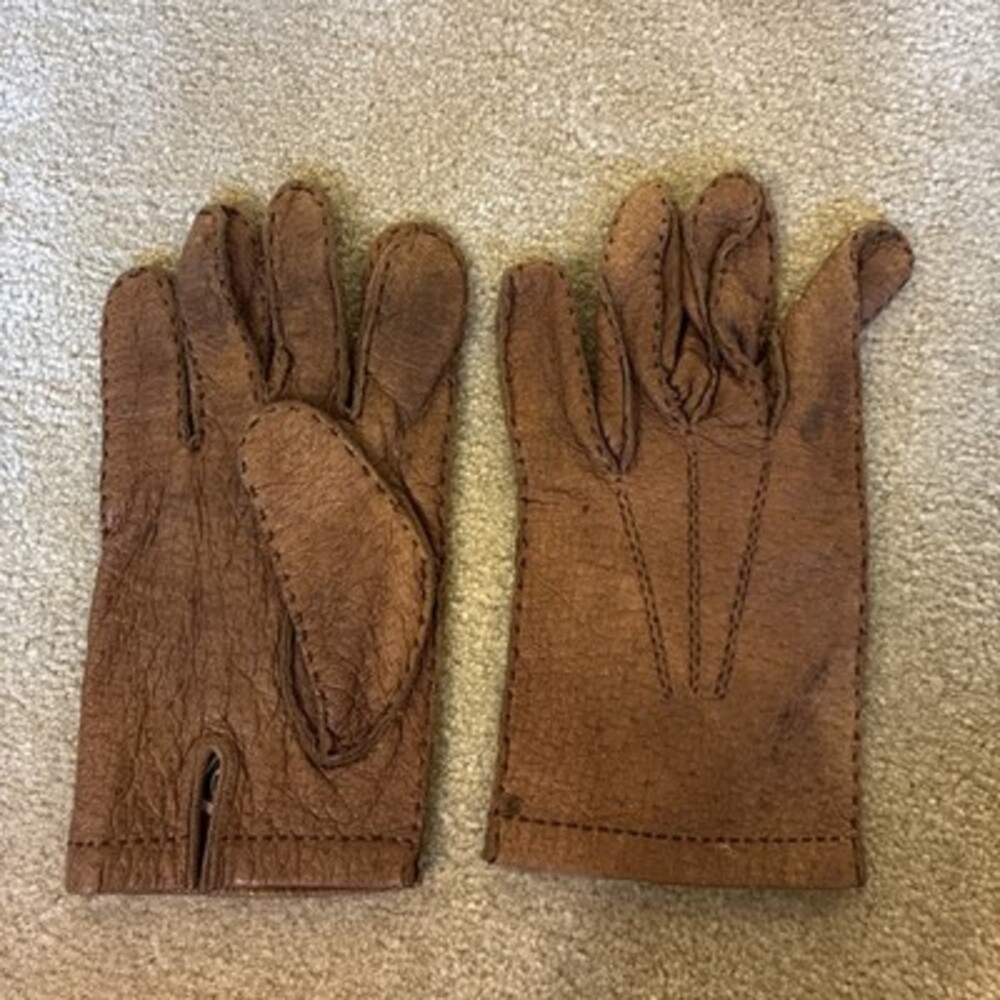 Vtg W Germany Hand-Stitched Peccary Leather Gloves Men's XL 10.5-11 EU41 Unlined